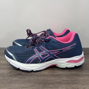 Asics Gel Contend 6 Womens 7.5 Running Shoes Blue Pink White Low Top Athletic